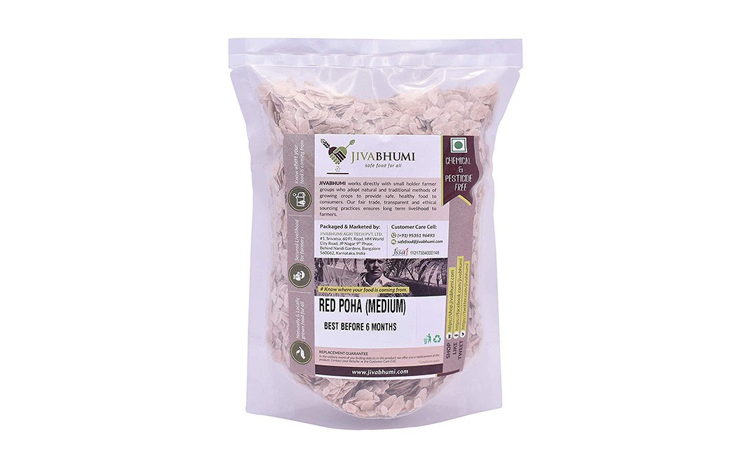 JivaBhumi Red Poha (Medium)    Pack  500 grams